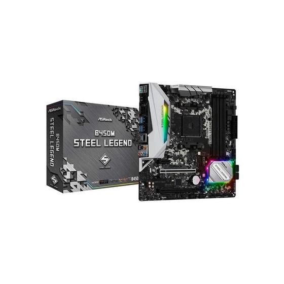 Placa Mãe Asrock B450M Steel Legend Amd Am4 Menor preço em Placa Mãe Asrock B450M Steel Legend Amd Am4