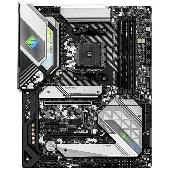 Imagem de Placa Mãe Asrock B550 Steel Legend AM4 com Suporte a 4x DDR4. HDMI. DP e USB