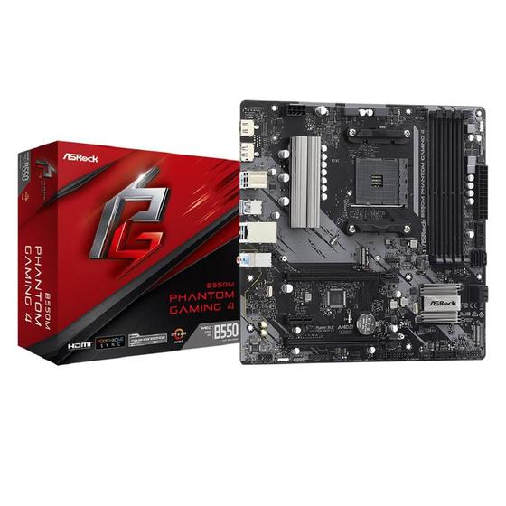 Imagem de Placa Mãe ASRock B550M Phantom Gaming 4, Chipset B550, AMD AM4, mATX, DDR4