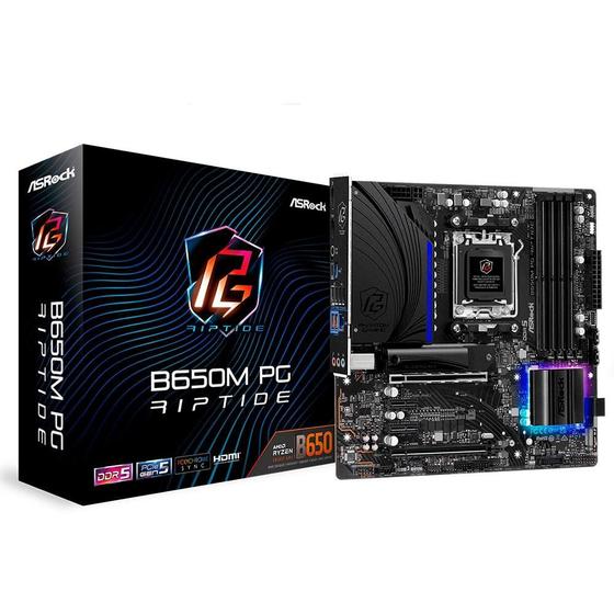 Imagem de Placa-Mãe ASRock B650M PG Riptide, AMD, Micro ATX, DDR5, Preto - 90-MXBJ9*