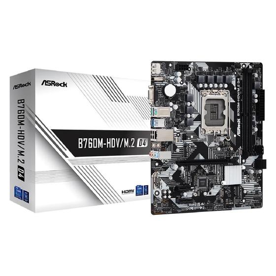 Imagem de Placa Mãe ASRock B760M-HDV/M.2 D4, Chipset B760, Intel LGA 1700, mATX, DDR4 - B760M-HDV/M.2 D4