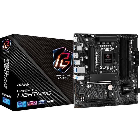 Imagem de Placa Mãe ASRock B760M PG Lightning, Chipset B760, Intel LGA 1700, mATX, DDR5