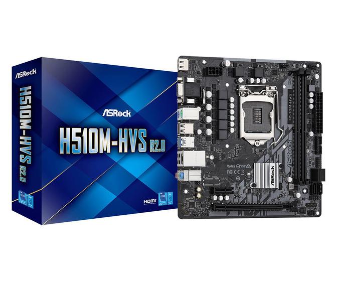 Placa Mãe ASRock H510M-HVS R2.0 LGA 1200, DDR-4 Menor preço em Placa Mãe ASRock H510M-HVS R2.0 LGA 1200, DDR-4