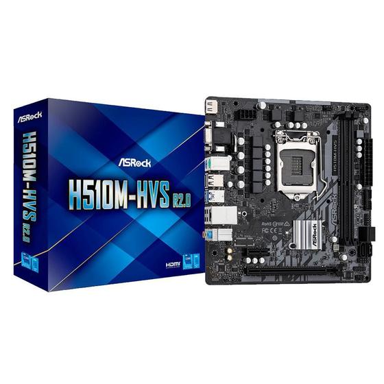 Imagem de Placa Mãe Asrock H510M-Hvs Rv2.0 Intel Lga 1200 Ddr4 Matx