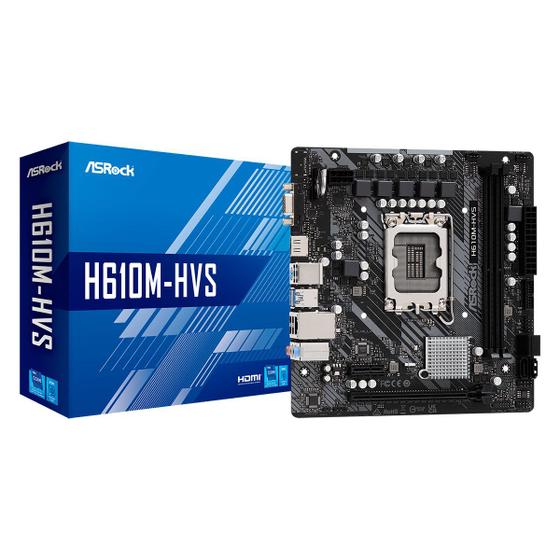 Imagem de Placa Mãe Asrock H610M-HVS, Intel 13ª/12ª Geração, DDR4, Socket LGA1700, Micro ATX