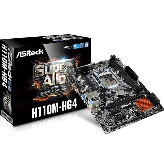 Imagem de Placa Mãe AsRock mATX H110 HG4 1151 2x DDR4 2133Mhz 2x USB 3.0 HDMI VGA - H110M-HG4