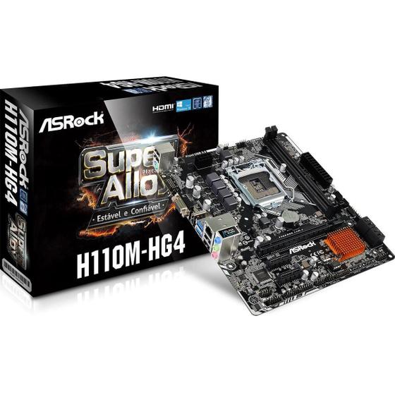 Imagem de Placa Mae ASROCK Micro ATX (1151) DDR4 - H110M-HG4 - Bios Atualizada - 7A GER