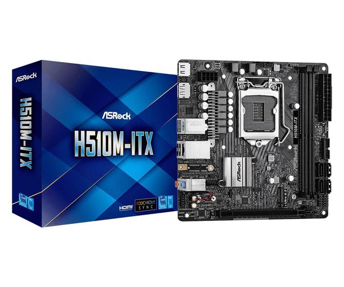 Imagem de Placa Mae ASROCK Mini ITX H510M-ITX LGA1200 2XDDR4 (64GB),PCIE X16,4X SATA,M.2 SATA e NVME
