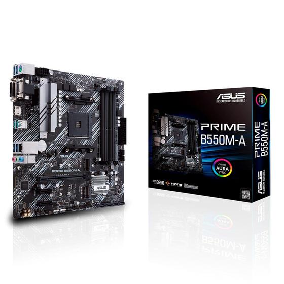 Imagem de Placa Mãe Asus Prime B550M-A AM4 DDR4 MATX - 90MB14I0-C1BAY0