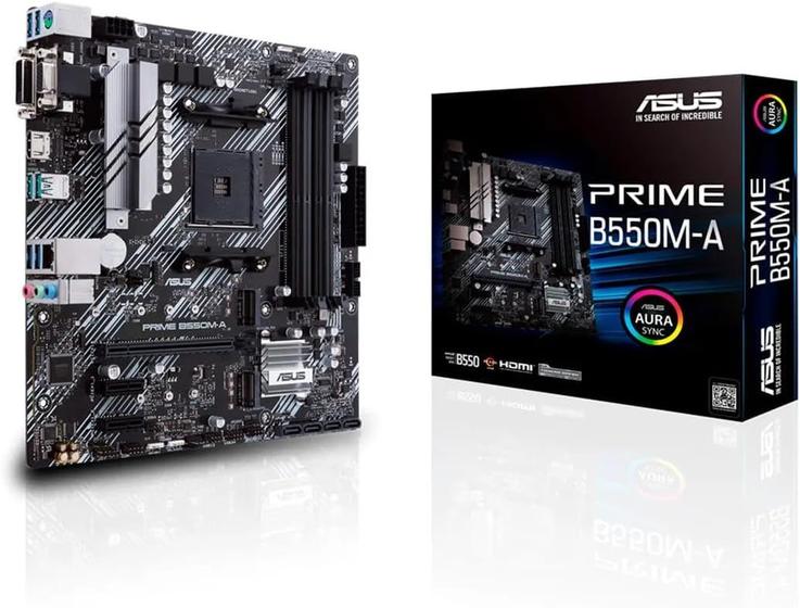 Imagem de Placa Mãe ASUS Prime B550M-A AMD AM4 mATX DDR4 Preto