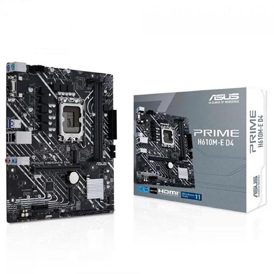 Imagem de Placa Mãe Asus Prime H610M-E D4, Chipset H610, Intel LGA 1700, mATX, DDR4