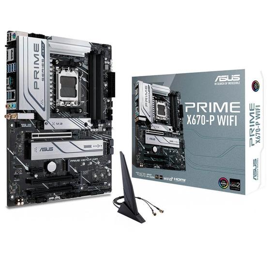 Imagem de Placa Mãe Asus Prime X670-P Wi-Fi, AMD X670, AM5, DDR5 - 90MB1BV0-M0EAY0