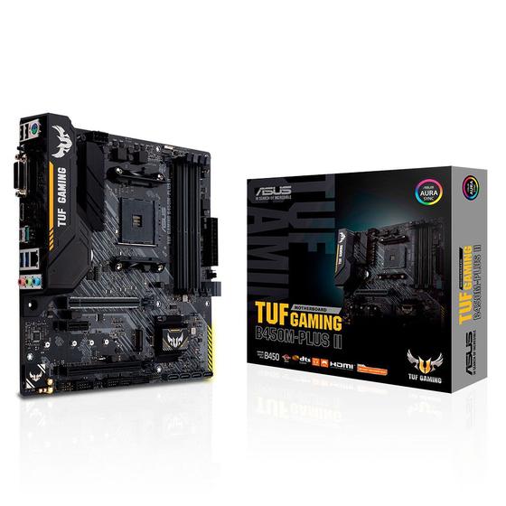 Placa-Mãe ASUS TUF Gaming B450M-Plus II, AMD AM4, mATX, DDR4, Preto - 90MB1620-M0EAY0 Imagem de Placa-Mãe ASUS TUF Gaming B450M-Plus II, AMD AM4, mATX, DDR4, Preto - 90MB1620-M0EAY0