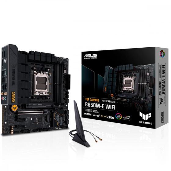 Placa Mãe Asus TUF Gaming Para AMD AM5 B650M-E Wifi 4xDDR5 mATX Menor preço em Placa Mãe Asus TUF Gaming Para AMD AM5 B650M-E Wifi 4xDDR5 mATX