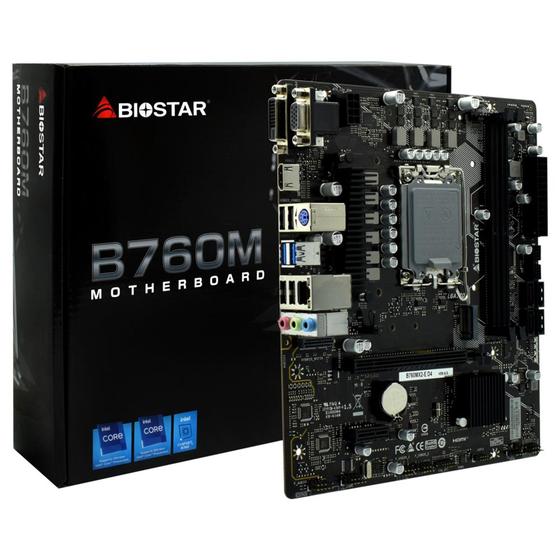 Imagem de Placa Mãe Biostar B760MZ-E PRO, Chipset B760, Intel LGA1700, Uatx, Ddr4