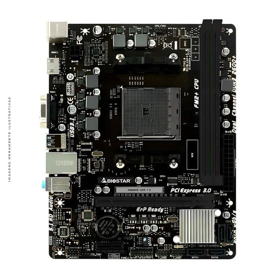 Imagem de Placa Mãe Biostar, Chipset A68H, AMD FM2+, mATX, DDR3 - A68MHE