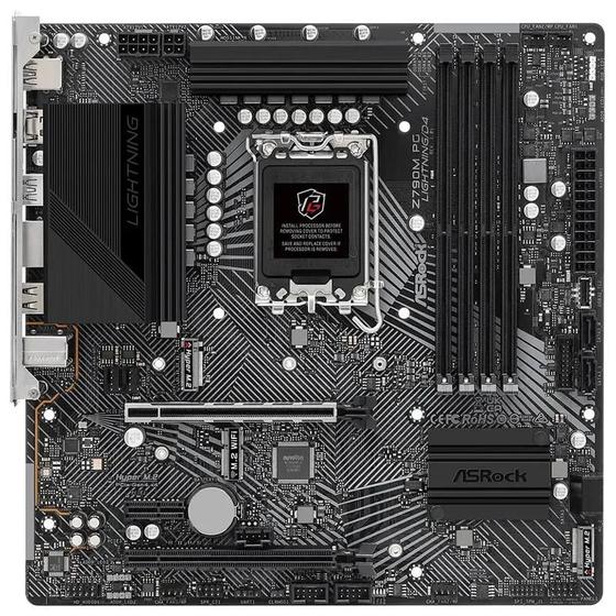 Imagem de Placa Mãe Gaming Asrock Z790M Pg Relâmpago D4 com Soquete LGA1700