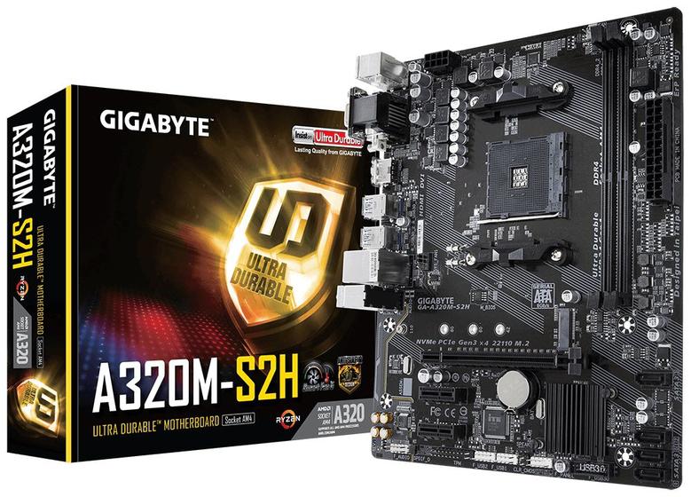 Imagem de Placa Mãe Gigabyte A320M S2H AM4 DDR4 DVI USB 3.1 HDMI - GA-A320M-S2H