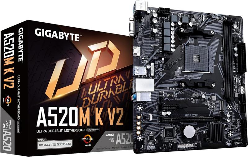 Imagem de Placa mae gigabyte a520m k v2 (rev. 1.0) chipset amd a520 am4, matx, ddr4 - a520m k v2 1.0