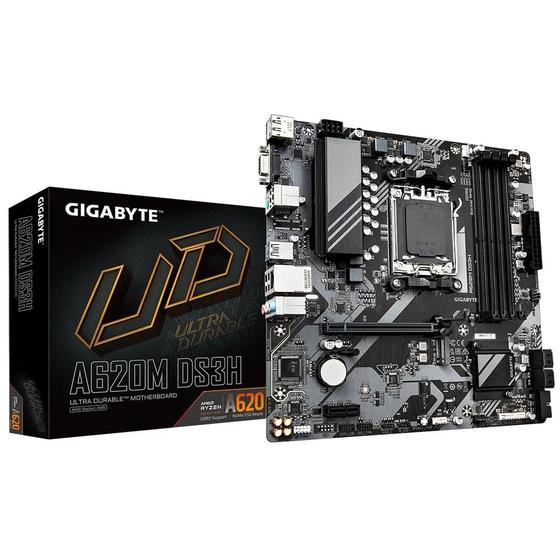 Imagem de Placa Mãe Gigabyte A620M DS3H mATX AM5 DDR5 HDMI DP VGA USB 3.2 M.2 