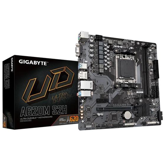 Imagem de Placa Mãe Gigabyte A620M S2H AM5 mATX DDR5 HDMI DP VGA USB 3.2 M.2