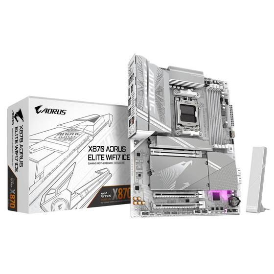 Imagem de Placa Mae Gigabyte Aorus AMD (AM5) DDR5 ATX - X870 a Elite WF7 ICE