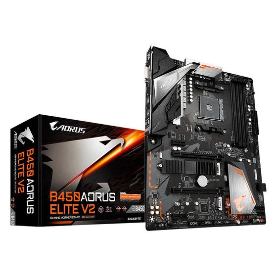 Imagem de Placa-Mãe Gigabyte Aorus B450 Elite V2, AMD B450, Rev. 1.0, ATX, DDR4, Preto - B450 AORUS ELITE V2