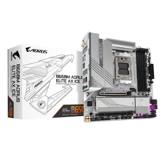 Placa Mãe Gigabyte Aorus Elite Ax Ice B650m Amd Am5 Matx Menor preço em Placa Mãe Gigabyte Aorus Elite Ax Ice B650m Amd Am5 Matx