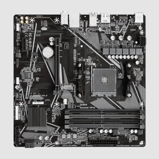 Imagem de Placa Mae Gigabyte B550M,  AM4 4XDDR4(MÁX128GB), 4 Sata, 1 M.2, 2XUSB 3.2, 4XUSB 2.0, 1XHDMI