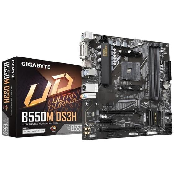 Imagem de Placa Mãe Gigabyte B550M DS3H, AMD AM4, Micro ATX, DDR4