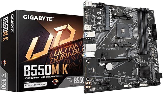 Imagem de Placa Mãe Gigabyte B550M K, AM4, 4x DDR4 (até 128GB), 2x M.2, 4x SATA, USB 3.2, HDMI