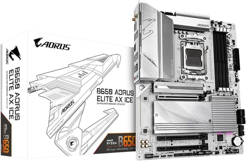 Imagem de Placa Mãe Gigabyte B650M AORUS ELITE AX ICE, AMD AM5, Chipset B650, 4xDDR5, mATX