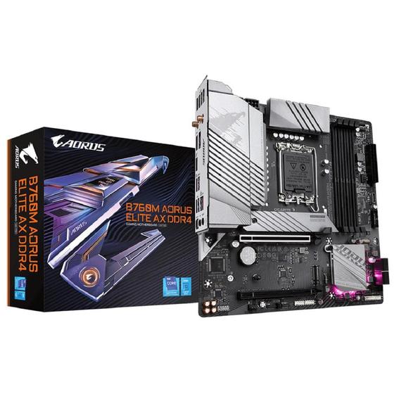 Placa Mãe Gigabyte B760M Aorus Elite AX DDR4, Chipset B760, Intel LGA 1700, mATX Imagem de Placa Mãe Gigabyte B760M Aorus Elite AX DDR4, Chipset B760, Intel LGA 1700, mATX