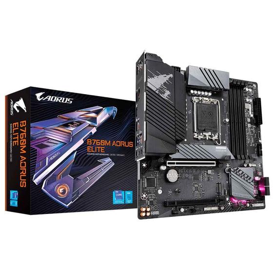 Placa Mãe Gigabyte B760M Aorus Elite, DDR5, LGA1700, Micro ATX Menor preço em Placa Mãe Gigabyte B760M Aorus Elite, DDR5, LGA1700, Micro ATX