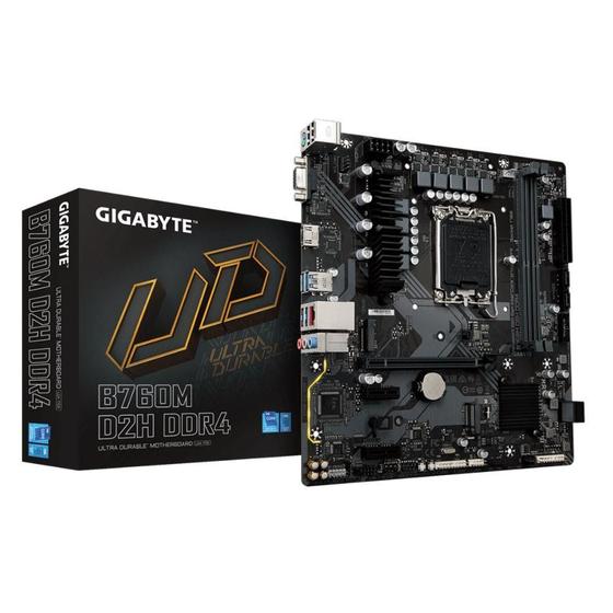 Imagem de Placa Mae Gigabyte B760M D2H DDR4, Chipset B760, Intel LGA 1700, M-ATX, DDR4