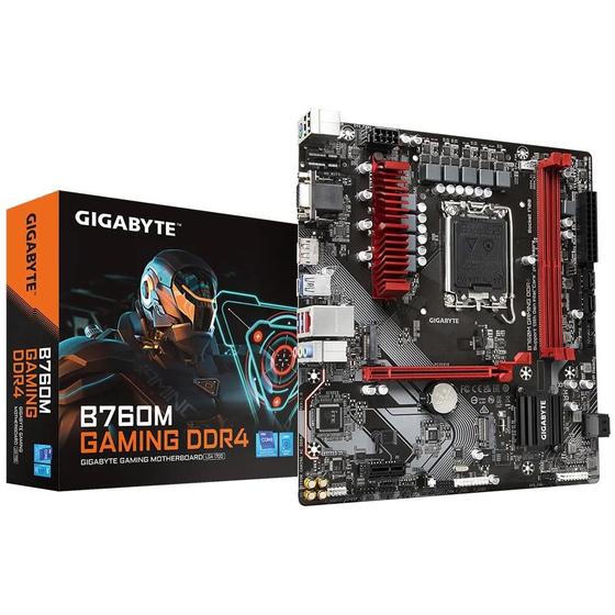 Imagem de Placa Mãe Gigabyte B760M Gaming DDR4 mATX LGA 1700 DDR4 HDMI DP VGA M.2 USB 3.2