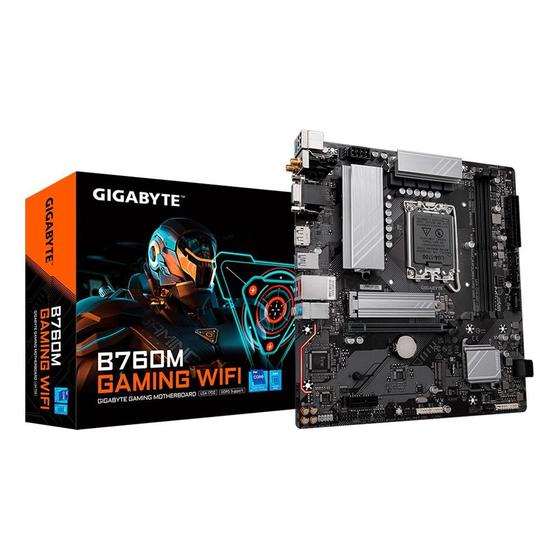 Placa-Mãe Gigabyte B760M Gaming WIFI Rev.1.4, Intel LGA 1700 MATX, DDR5, WiFi, Preto - B760M GAMING WIFI Menor preço em Placa-Mãe Gigabyte B760M Gaming WIFI Rev.1.4, Intel LGA 1700 MATX, DDR5, WiFi, Preto - B760M GAMING WIFI