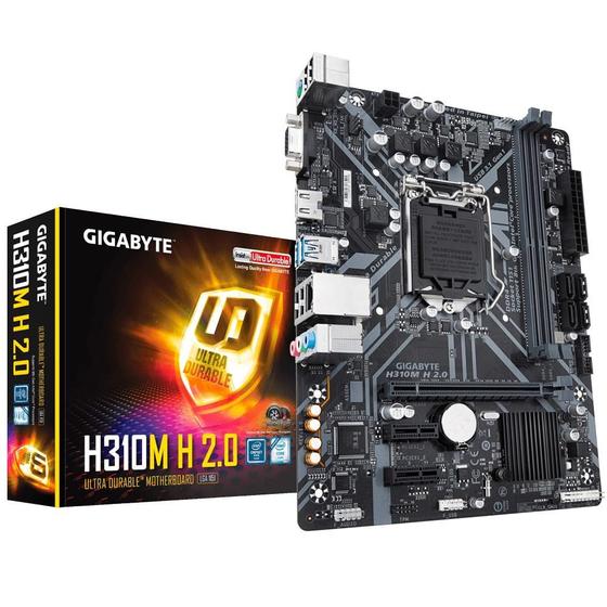 Placa-Mãe Gigabyte H310M H 2.0, Intel LGA 1151, mATX, DDR4 Menor preço em Placa-Mãe Gigabyte H310M H 2.0, Intel LGA 1151, mATX, DDR4
