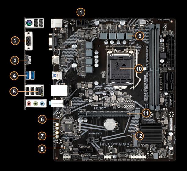 Imagem de Placa Mãe Gigabyte H510M, Intel LGA 1200, mATX, DDR4, (rev. 1.0)