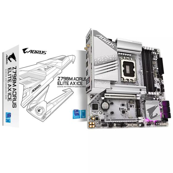 Imagem de Placa Mae Gigabyte INTEL Z790M Aorus Elite AX ICE MATX LGA 1700 M.2 NVME WI-FI 4XDDR5 MAX. 192GB 1X