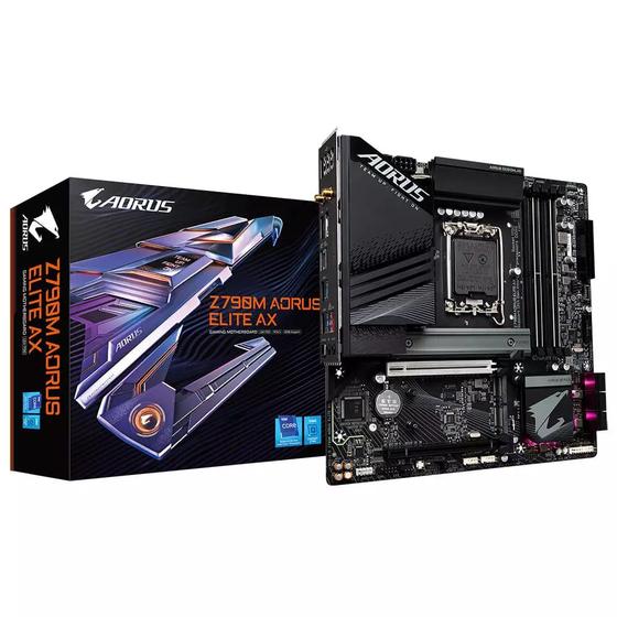 Imagem de Placa Mae Gigabyte INTEL Z790M Aorus Elite AX MATX LGA 1700 M.2 NVME WI-FI 4XDDR5 MAX. 192GB 1X DP