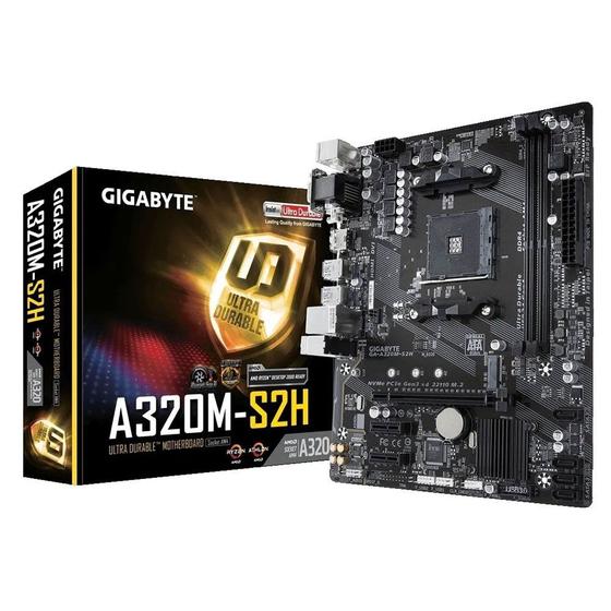 Placa-mãe Gigabyte para Amd Am4 Ga-a320m-s2h 2xddr4 Matx Menor preço em Placa-mãe Gigabyte para Amd Am4 Ga-a320m-s2h 2xddr4 Matx