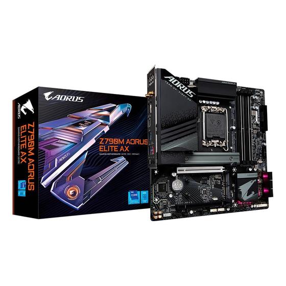 Imagem de Placa-Mãe Gigabyte Z790M Aorus Elite AX, Intel, ATX, DDR5, Wi-Fi, Bluetooth, Preto - Z790M AORUS ELITE AX