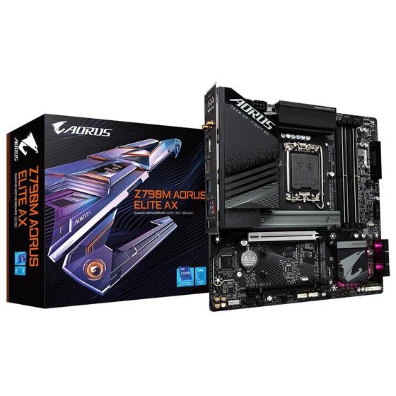 Imagem de Placa Mãe Gigabyte Z790M Aorus Elite AX Wi-Fi LGA 1700 DDR5 HDMI DP M.2 USB 3.2