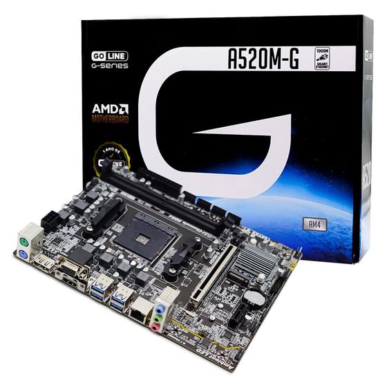 Imagem de Placa Mãe Goline A520M-G DDR4 Socket AM4 Chipset AMD A520 Micro ATX