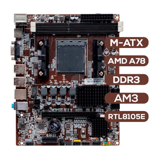 Placa Mae Mancer A78 FX, DDR3, Socket AM3, M-ATX, Chipset AMD A78, MCR ...