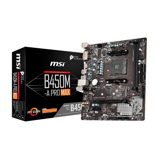 Placa Mãe MSI B450M-A Pro Max, AMD AM4, Micro-ATX, DDR4 Menor preço em Placa Mãe MSI B450M-A Pro Max, AMD AM4, Micro-ATX, DDR4