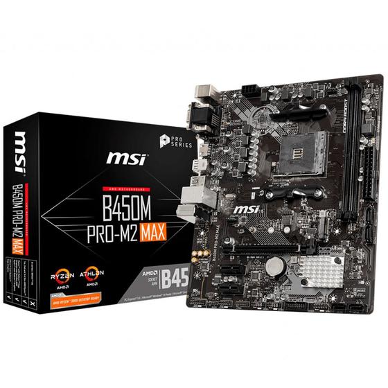 Imagem de Placa Mãe MSI B450M Pro-M2 Max, AMD AM4, m-ATX, DDR4