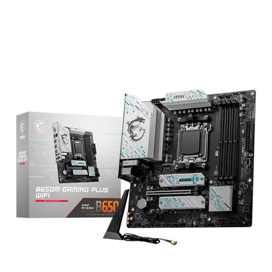 Imagem de Placa-Mãe MSI B650M Gaming Plus, AMD AM5, M-ATX, DDR5, Wi-Fi, Preto - B650M GAMING PLUS WIFI