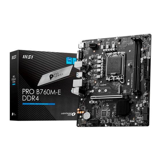 Imagem de Placa Mae MSI INTEL LGA (1700) DDR4 Micro ATX - PRO B760M-E